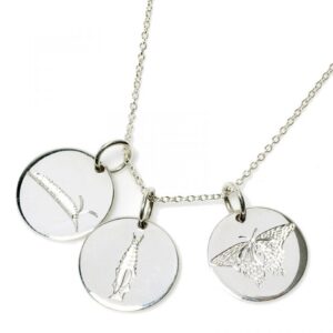 Engraved 'Metamorphosis' 3 small disk necklace.jpg